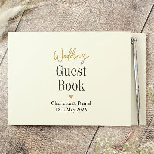 Personalised Black & Gold Wedding Guest Book - Any Text