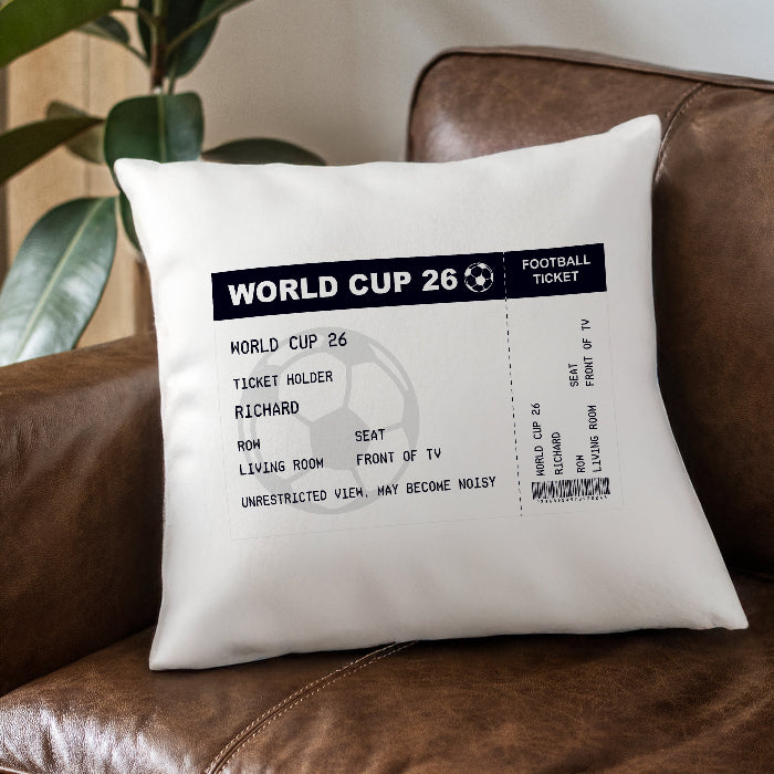 Personalised Football Ticket Cushion - Football Lover Gift