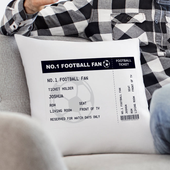 Personalised Football Ticket Cushion - Football Lover Gift