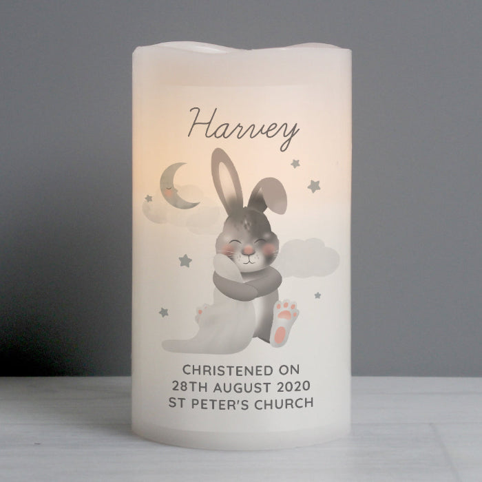 Personalised Bunny Christening LED Candle