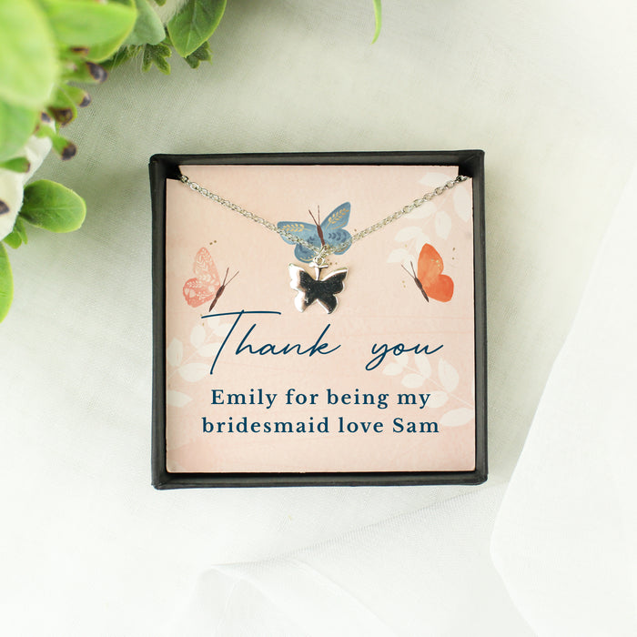 Personalised Butterfly Sentiment Necklace and Gift Box