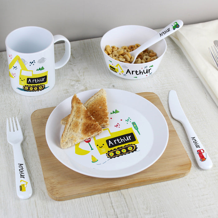 Personalised Digger Breakfast Set