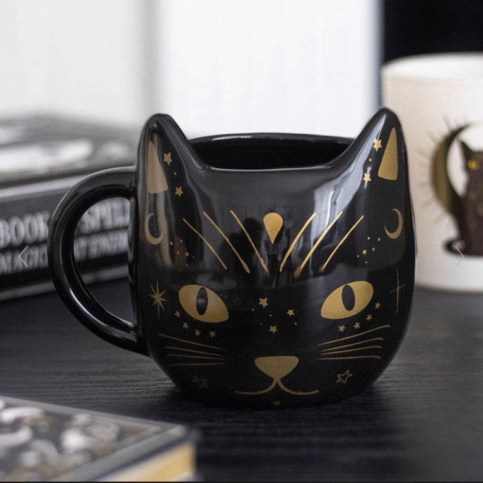 Mystical Magick Black Cat Face Mug