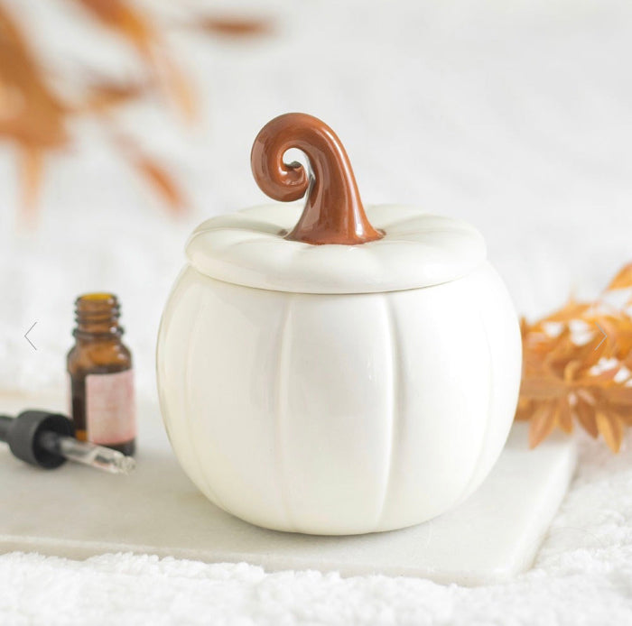 White Curly Pumpkin Oil Burner - Home Decor