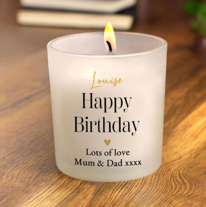 Personalised Happy Birthday Frosted Candle - Black & Gold