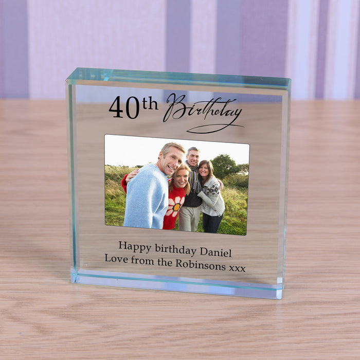 Personalised 40th Birthday Photo Glass Token Keepsake Gift