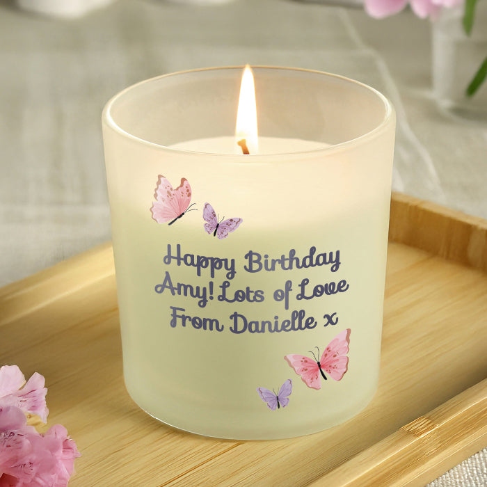 Personalised Birthday Butterfly Frosted Candle