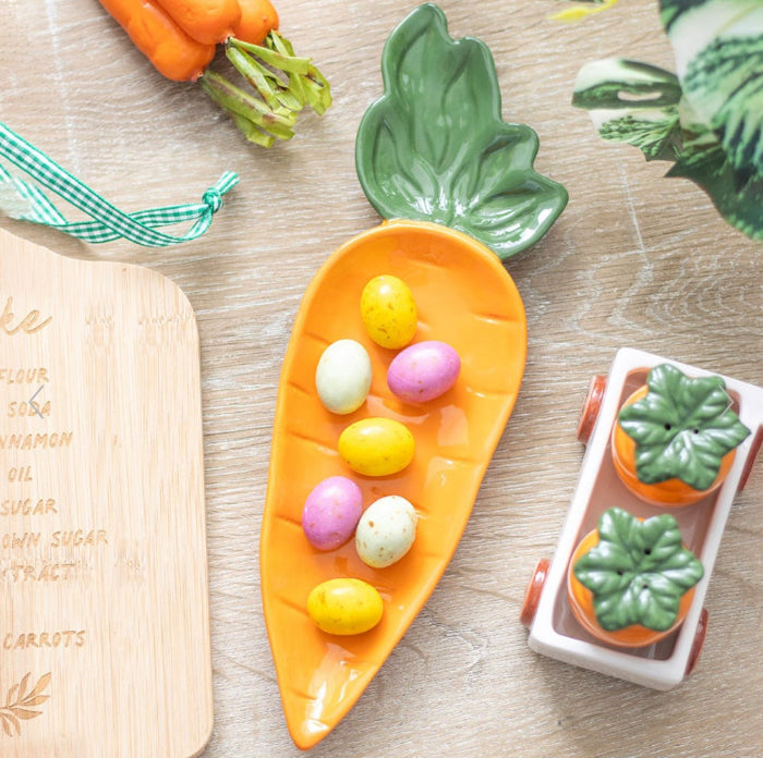 Carrot Shaped Ceramic Serving Dish | Spring & Easter Decor
