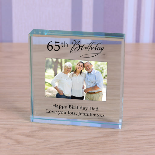 Personalised 65th Birthday Photo Glass Token Keepsake Gift