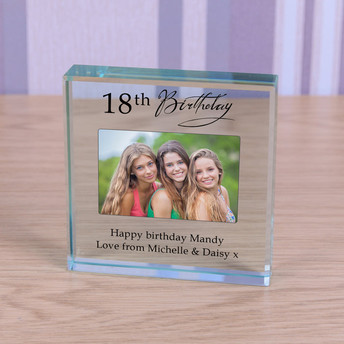 Personalised 18th Birthday Photo Glass Token Keepsake Gift