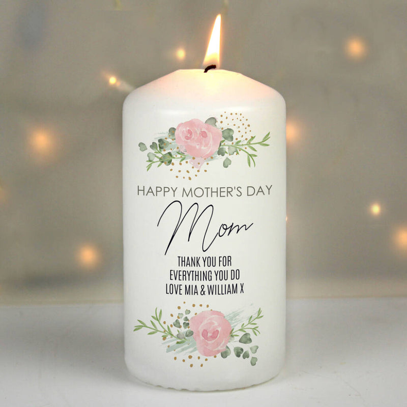 Personalised Abstract Rose Happy Mother’s Day Candle