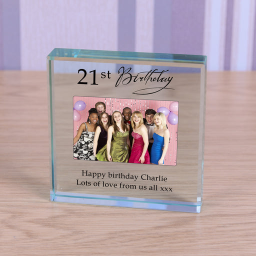 Personalised 21st Birthday Photo Glass Token Keepsake Gift