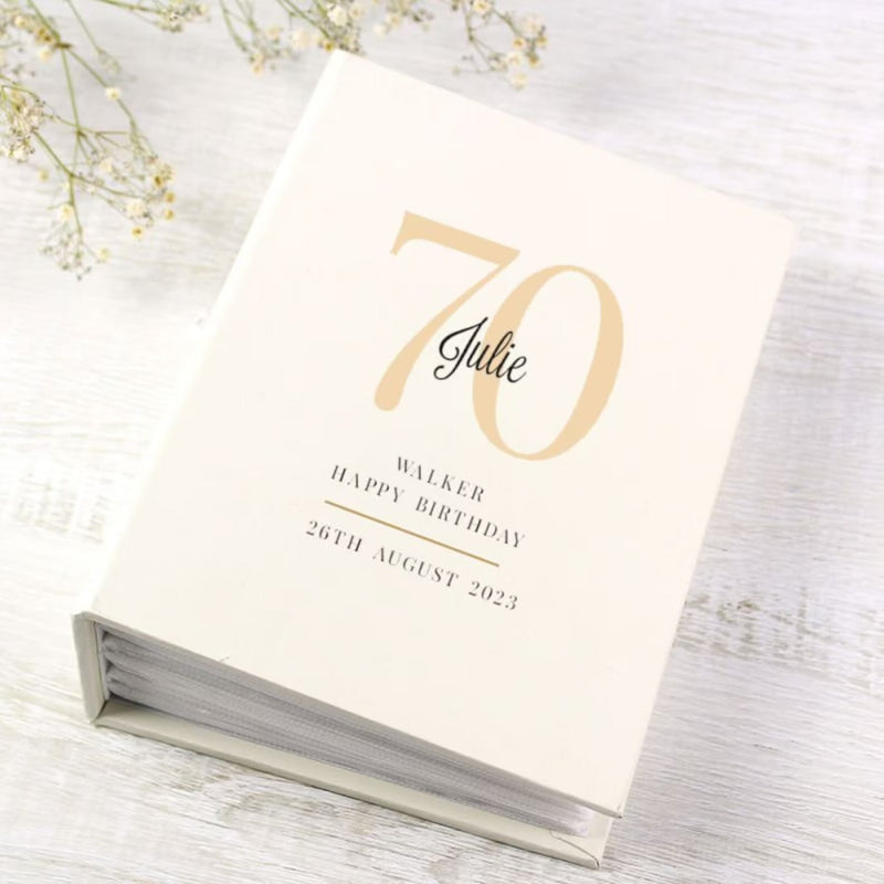 Personalised 70th Birthday Photo Album with Sleeves - 6x4
