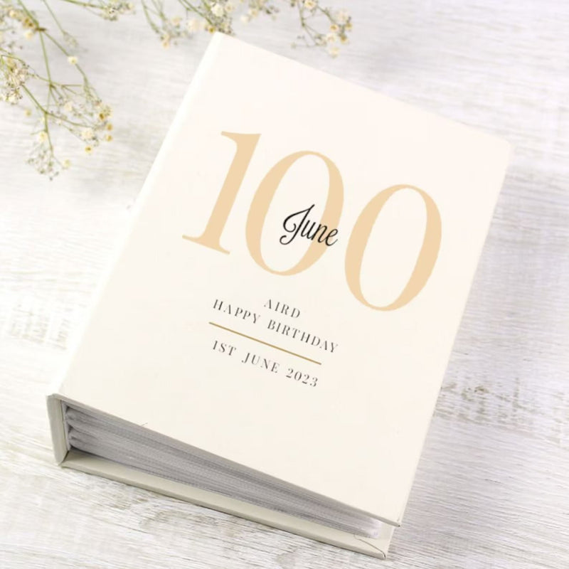 Personalised 100th Birthday Photo Album with Sleeves - 6x4