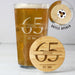Personalised 65th Birthday Pint Glass & Bamboo Bottle Opener Coaster Gift Set