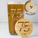 Personalised 75th Birthday Pint Glass & Bamboo Bottle Opener Coaster Gift Set