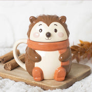 Hazel Hedgehog Lidded Mug - Autumn Kitchen Home Decor