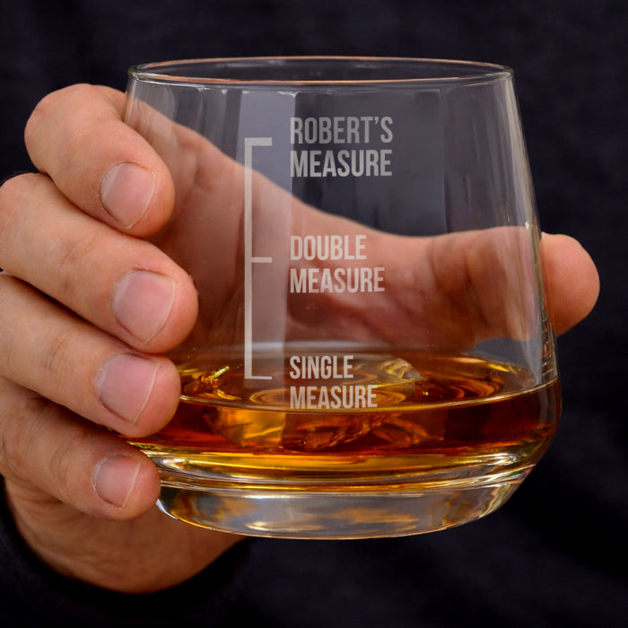 Engraved Measures Whisky Tumbler Glass
