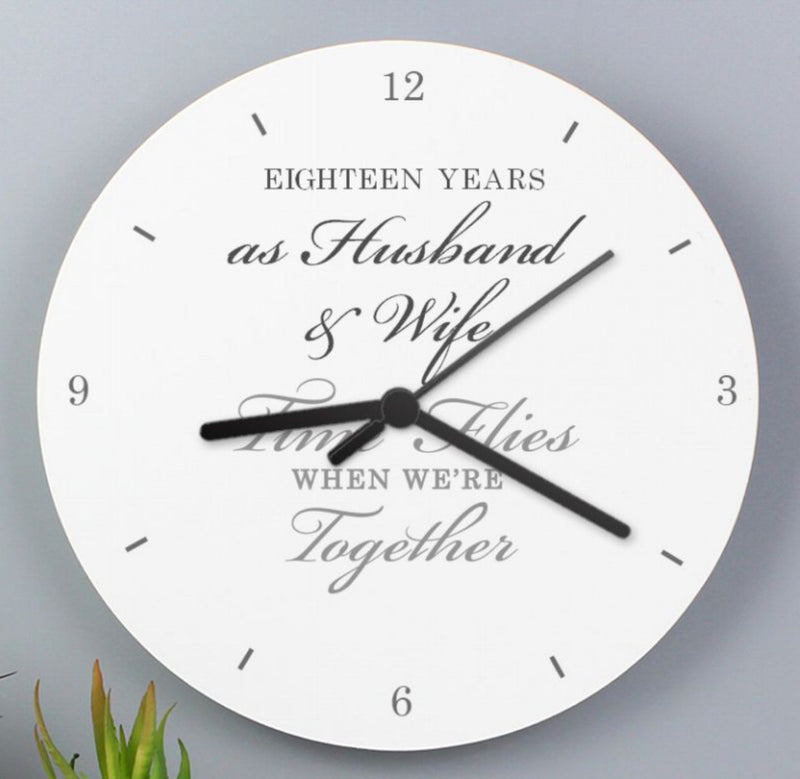 18th Anniversary Wooden Clock