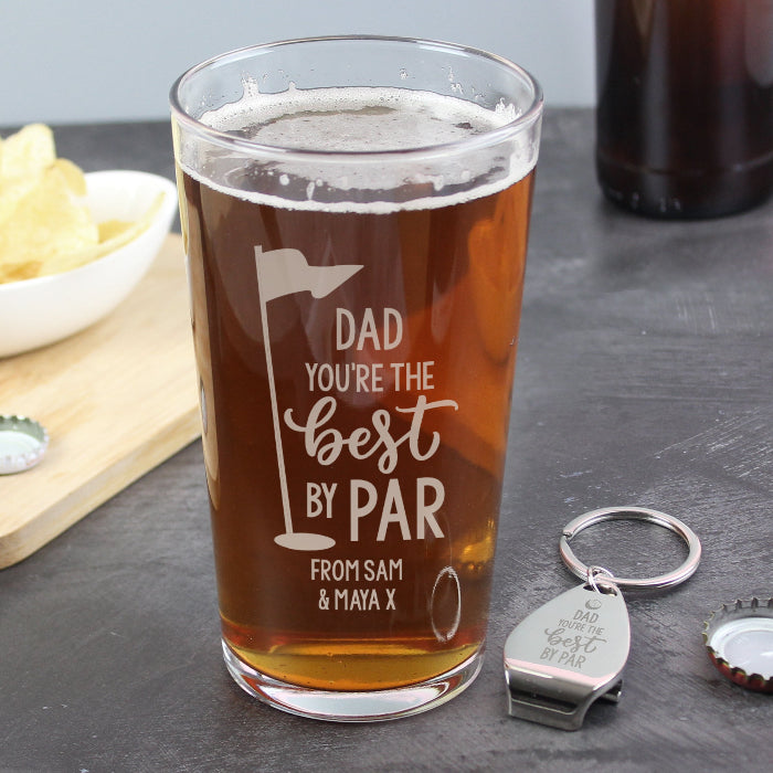 Dad You’re The Best By Par Golf Pint Glass & Bottle Opener Gift Set