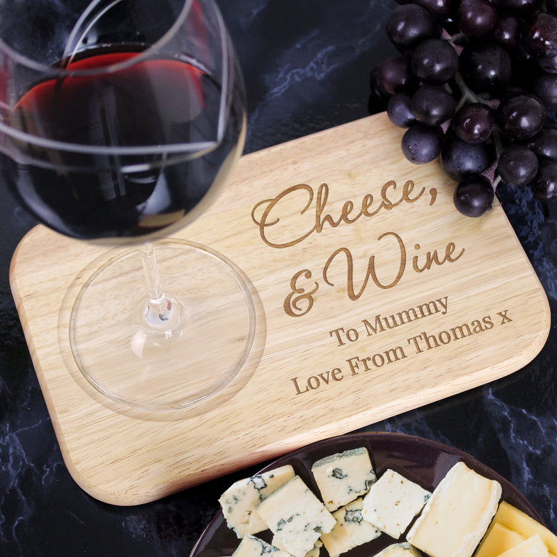 Personalised Cheese & Wine Wooden Coaster Tray Board