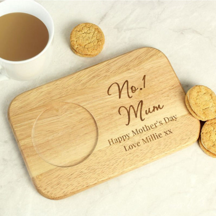 Engraved No.1 Mum Tea & Biscuit Board