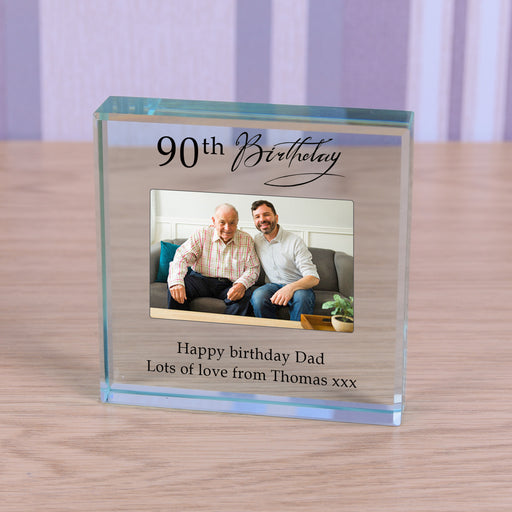Personalised 90th Birthday Photo Glass Token Keepsake Gift