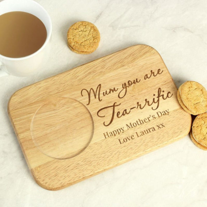 Engraved Mum You Are Tea-rrific Tea & Biscuits Board