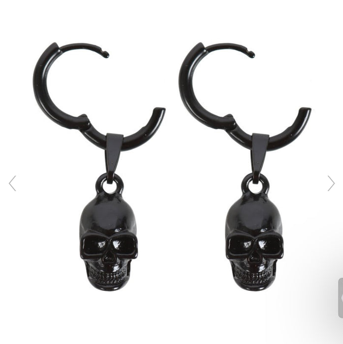 Black Stainless Steel Skull Earrings