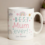 Personalised Best Ever Mum or Mummy Rainbows & Sunshine Mug