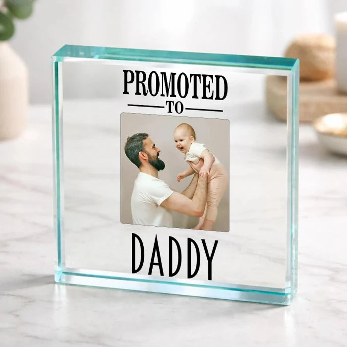 First Father’s Day Photo Gift Plaque - Promoted To Daddy