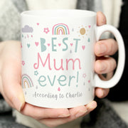 Personalised Best Ever Mum or Mummy Rainbows & Sunshine Mug
