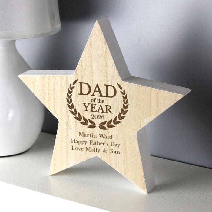 Personalised Dad of the Year 2026 Star Trophy Award - Father’s Day Gift