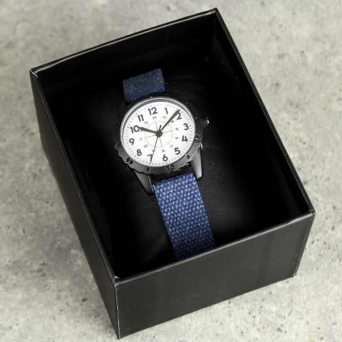Engraved Christening Blue Watch