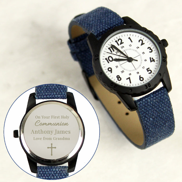 Engraved First Holy Communion Blue Watch