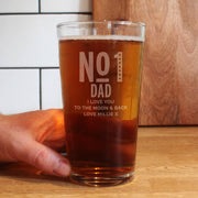 Personalised No. One Dad Pint Glass Gift