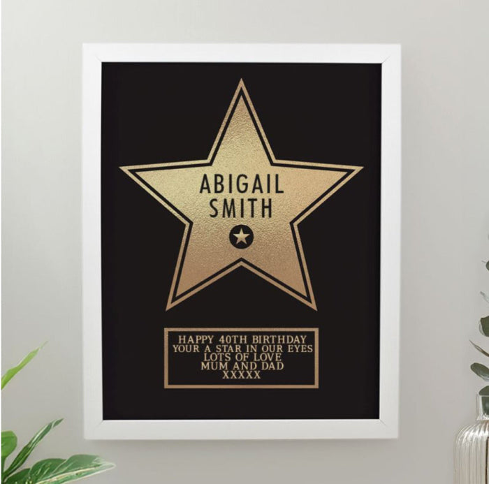 Personalised Walk of Fame Star Award Framed Print