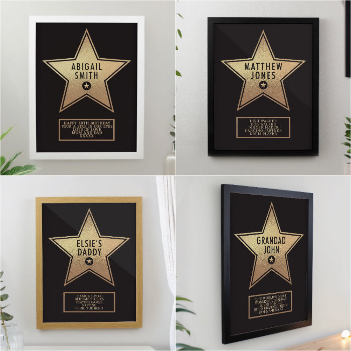 Personalised Walk of Fame Star Award Framed Print