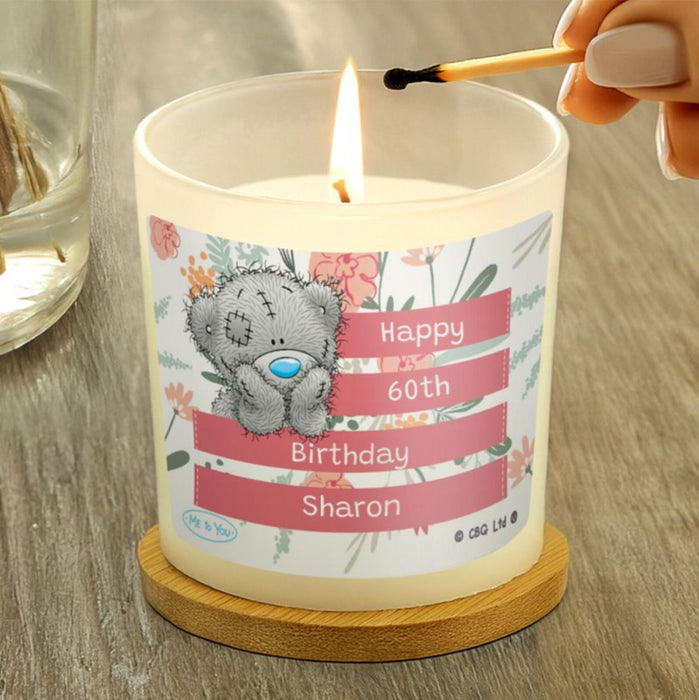 Personalised Me To You Floral 60th Birthday Scented Jar Candle