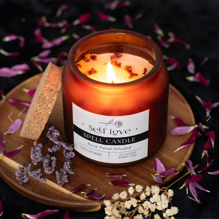 Rose Petal Infused Self Love Spell Candle