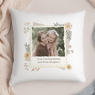 Personalised Wild Flowers Mother’s Day Photo Cushion Gift
