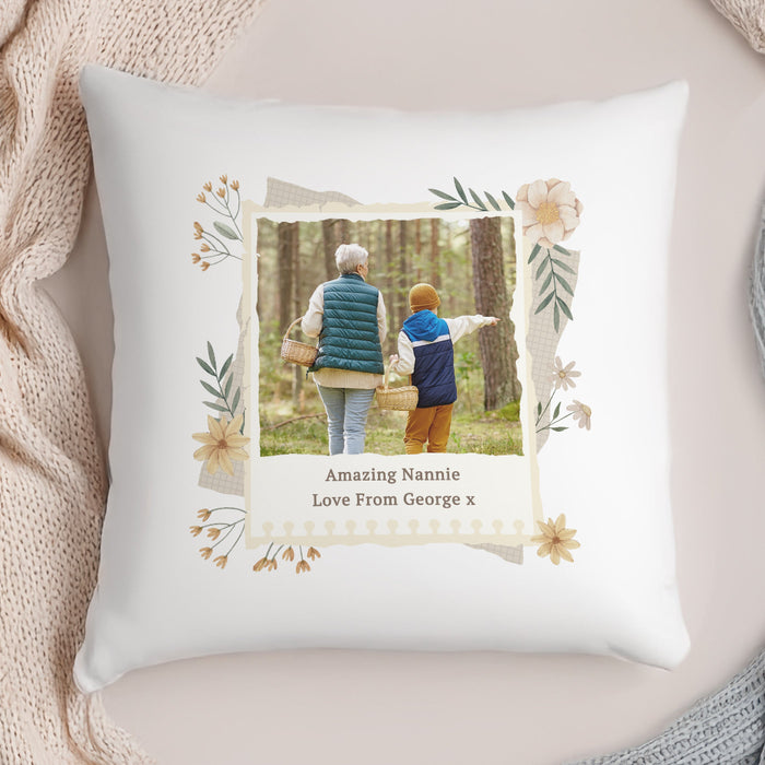 Personalised Wild Flowers Mother’s Day Photo Upload Cushion