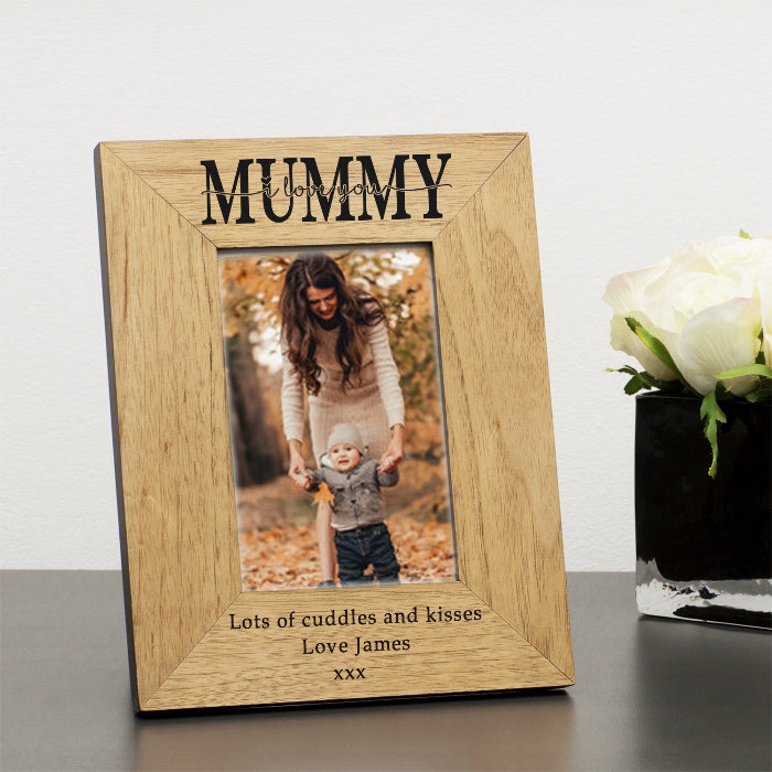 Personalised Mummy I/We love you Wood Photo Frame