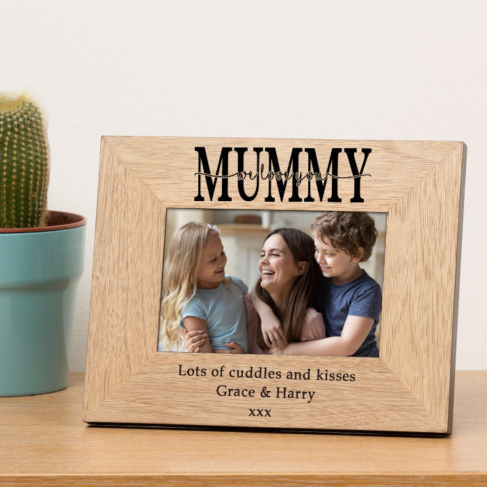 Personalised Mummy I/We love you Wood Photo Frame