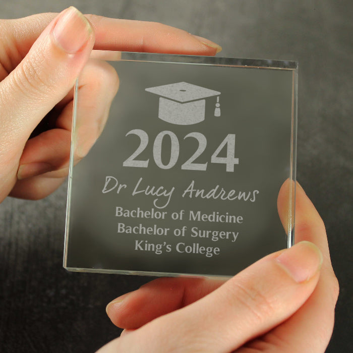Personalised Graduation Crystal Glass Gift Plaque