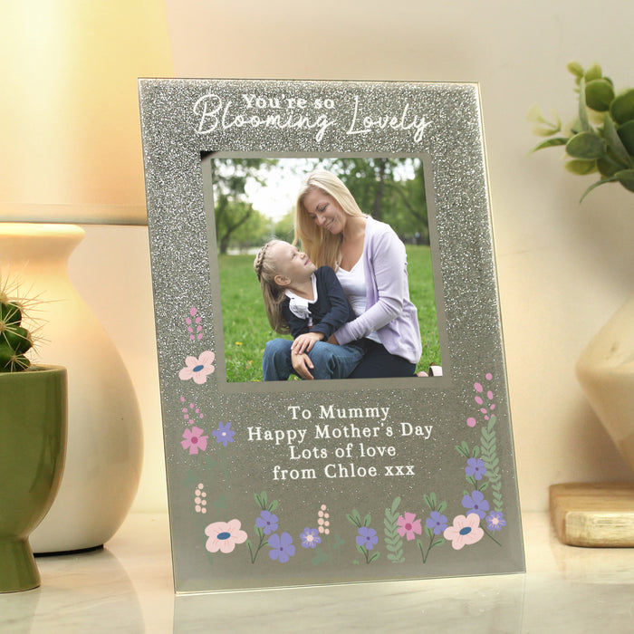 Personalised Blooming Lovely Glitter Photo Frame - 6x4