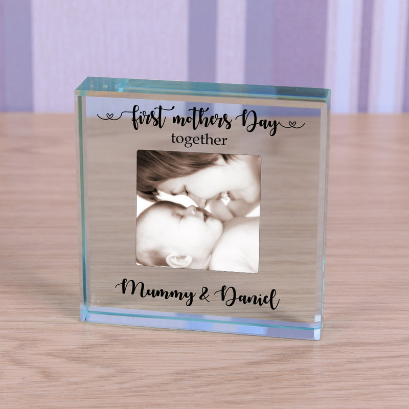First Mothers Day Together Photo Glass Block