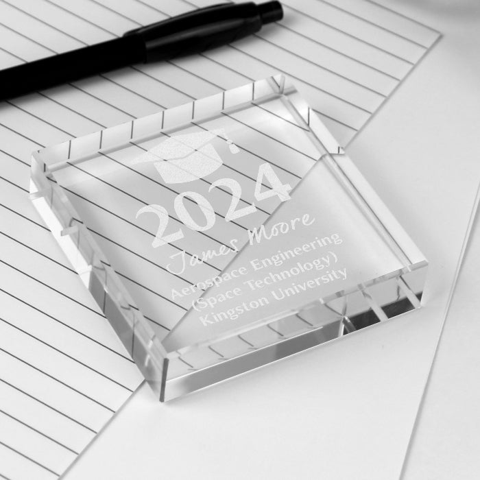 Personalised Graduation Crystal Glass Gift Plaque