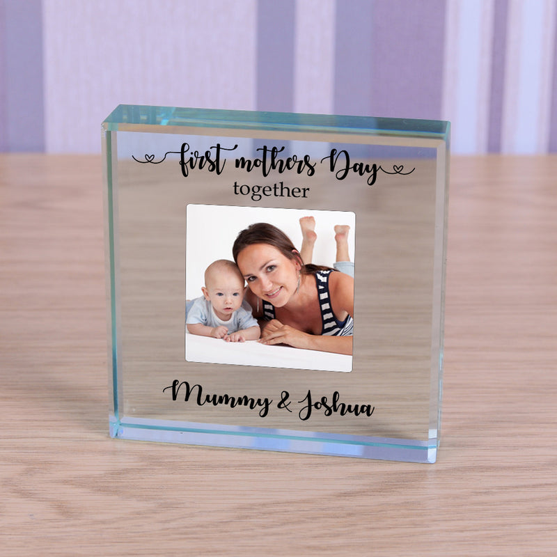First Mothers Day Together Photo Glass Block