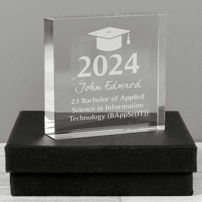 Personalised Graduation Crystal Glass Gift Plaque